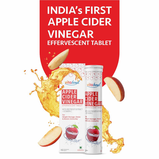 Vitabowl - Apple Cider Vinegar Effervescent Tablets with Vitamin C for Boost Immunity, Weight Loss and Detox - 15 Effervescent Tablets - Local Option