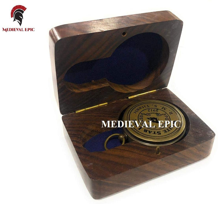 Medieval Epic RMS TITANIC 1912 Antique Brass Compass W/Box