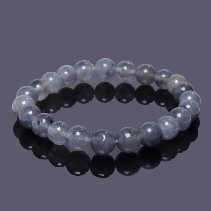 SATYAMANI Natural Dyed Grey Onyx 8 mm Beads Bracelet