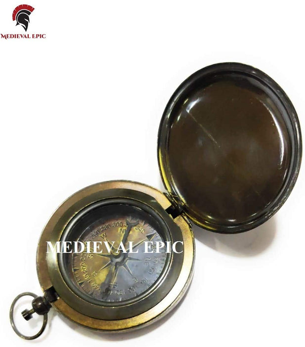 Medieval Epic BR48423A - Antique Brass Compass w/Ship Design