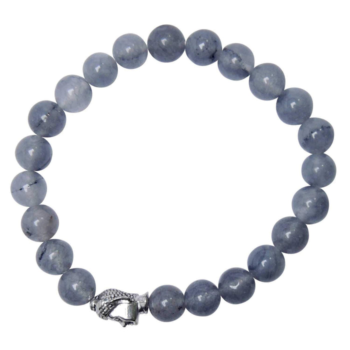 SATYAMANI Natural Dyed Grey Onyx 8 mm Beads Buddha Bracelet