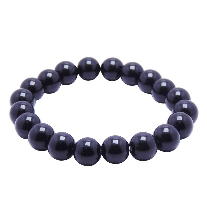 SATYAMANI Natural Black Obsidian 12 mm Beads Bracelet for Grounding