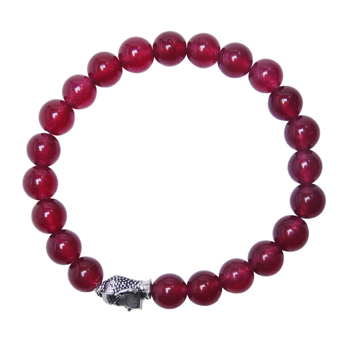 SATYAMANI Heat Processed Dyed Garnet 8 mm Bead Stone Buddha Bracelet
