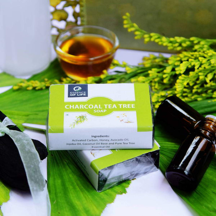 Essence of Life Charcoal Tea tree Soap with Goat milk- 100gms (200gm)
