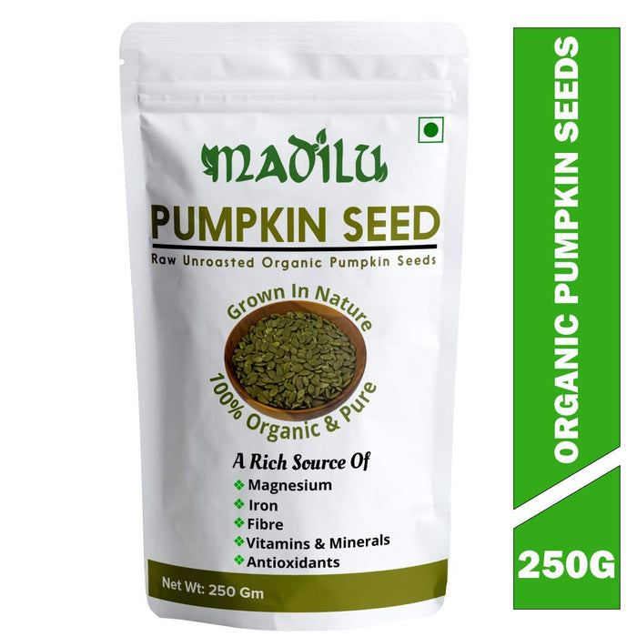 Madilu 100% Organic & Premium Raw Pumpkin Seed - Protein and Fibre Rich Superfood (250Gm)