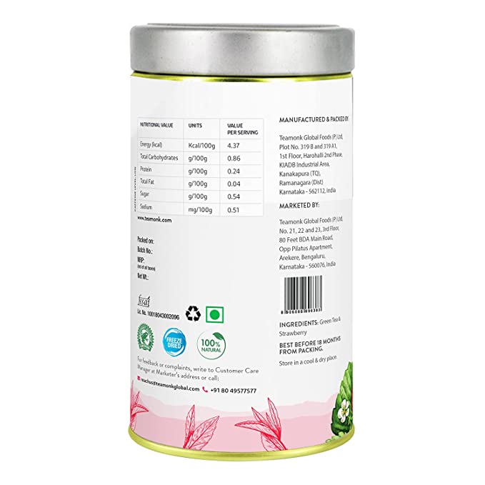 Teamonk Strawberry Green Tea, 150 Grams