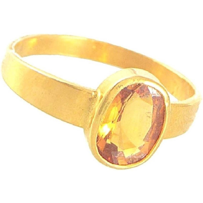 AJ 10.25 Ratti Natural Yellow Sapphire (Pukhraj) Adjustable ring Copper Sapphire Copper Plated Ring