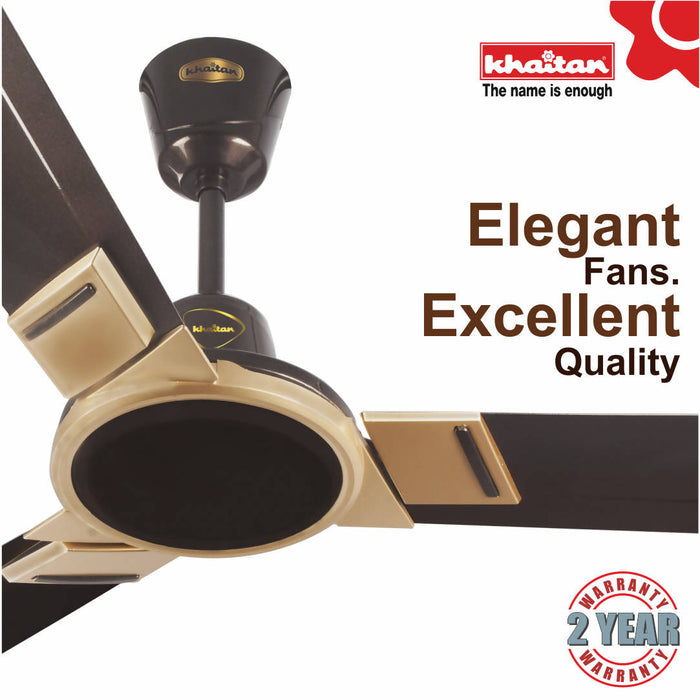 Khaitan EMOR 1200 mm, 3 Blades Ceiling Fan, 380 RPM ( Choco Brown/Gold )