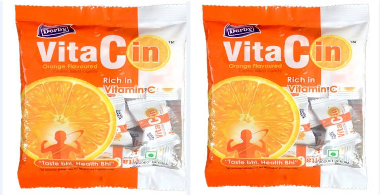 Derby Combo of VitaCin Poly Pouch / Suitable for Men, Women and Children / Orange Flavoured Candies Enriched with Vitamin C / Vitamin Candies / Healthy Combo Pack