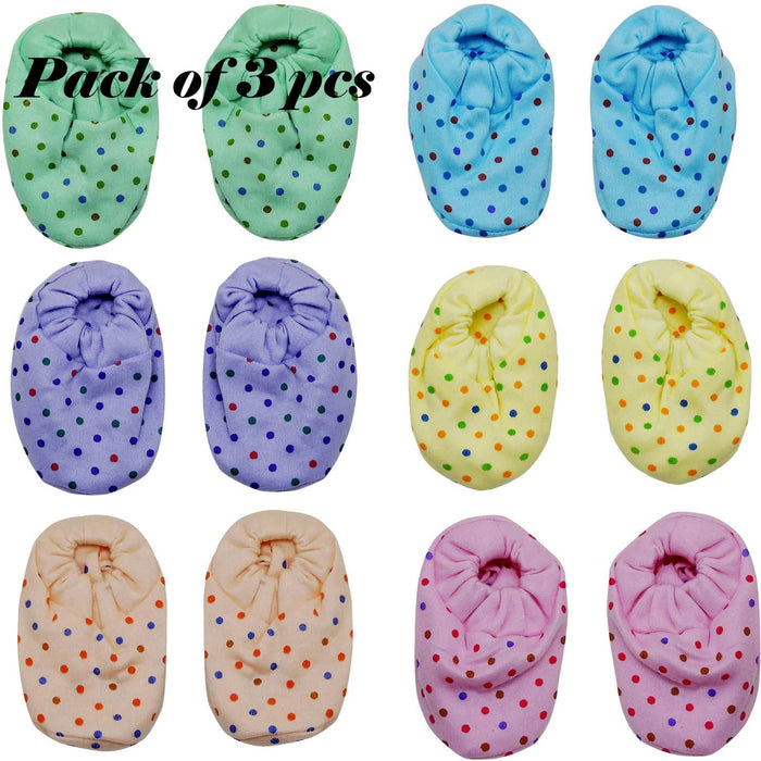 LIFE BEGIN ; A UNIT OF SATYAMANI Baby Booties Boy/Girl Shoes Soothing Colours Dots (Multicolor, Pack of 12)