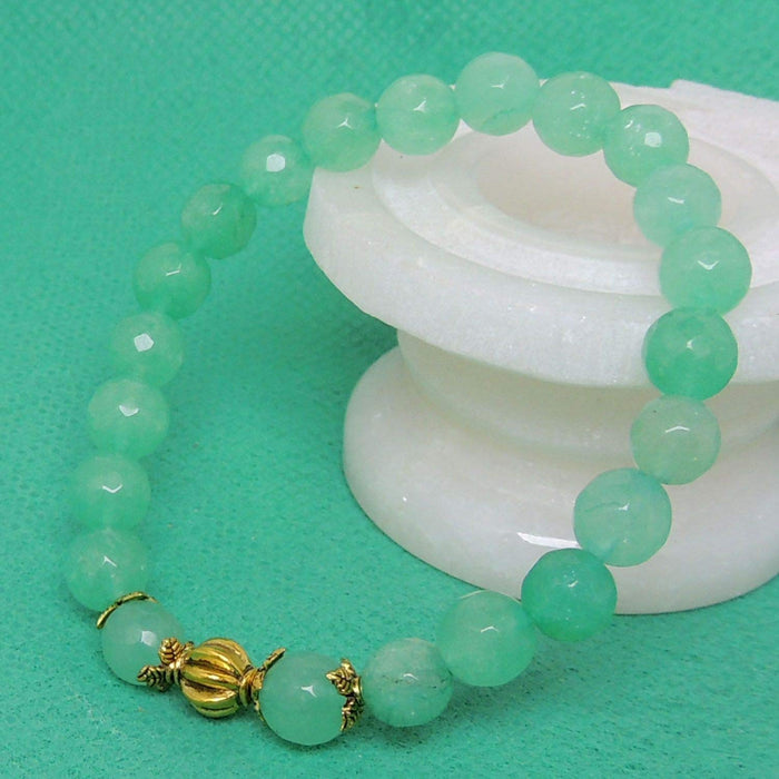 SATYAMANI Heat Processed Bracelet 8 mm Faceted Bead Bracelets For Girls Men Stylish Designer 1 (Green Aventurine)