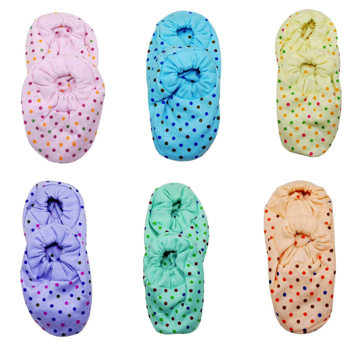 LIFE BEGIN ; A UNIT OF SATYAMANI Baby Booties Boy/Girl Shoes Soothing Colours Dots (Multicolor, Pack of 12)