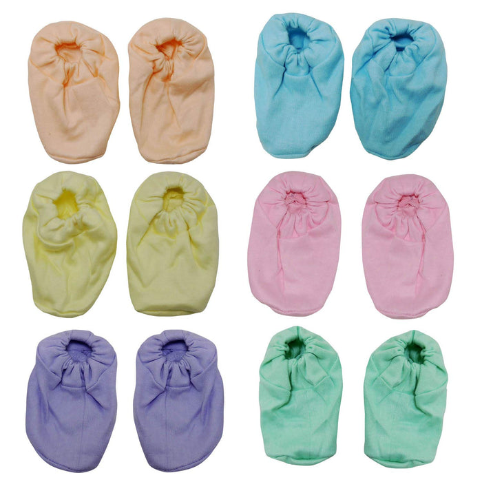 LIFE BEGIN ; A UNIT OF SATYAMANI Baby Booties Boy/Girl Shoes Plain Soothing Colours (Multicolor, Pack of 12)