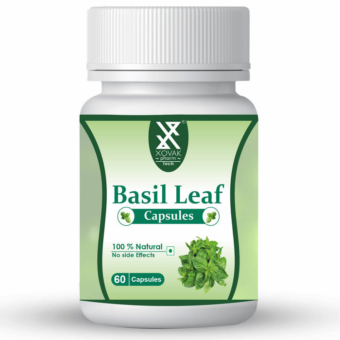 Basil Leaf (Tulsi) Capsules | Stress Reliever, Purifies Blood, Healthy Skin and Hair, Immunity Boosting | Xovak Pharmtech