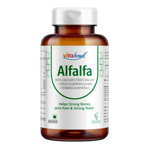 Vitabowl Alfalfa Calcium Citrate Malate 1200mg with Vitamin D, K2 (MK7), B12, Folic Acid, Magnesium & Zinc – 60 Veggie Tablets - Local Option