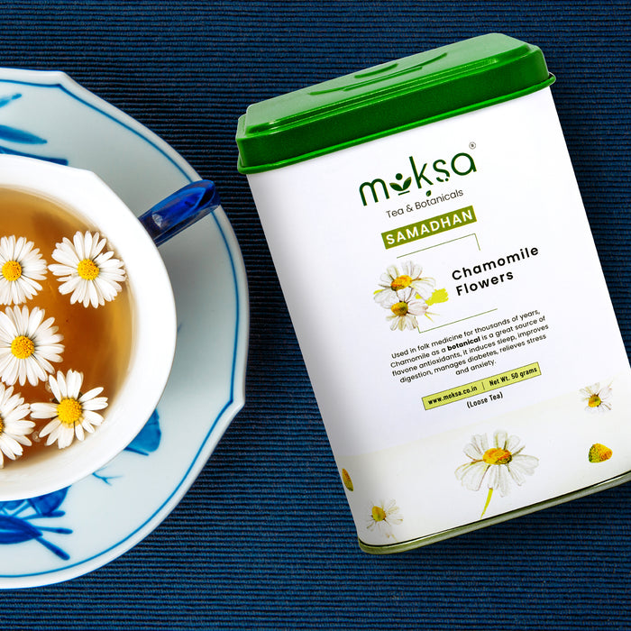 Moksa Chamomile Flower Organic herbal Tea 35g with Free Samplers