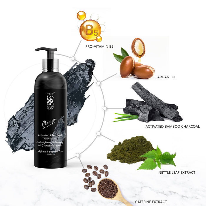 The Weird Man Activated Bamboo Charcoal Shampoo With Caffeine - Sulphate & Paraben Free (200 ml)