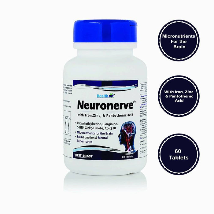Healthvit Neuronerve 60 Tablets (with Iron, Zinc & Pantothenic acid to Contribut) - Local Option