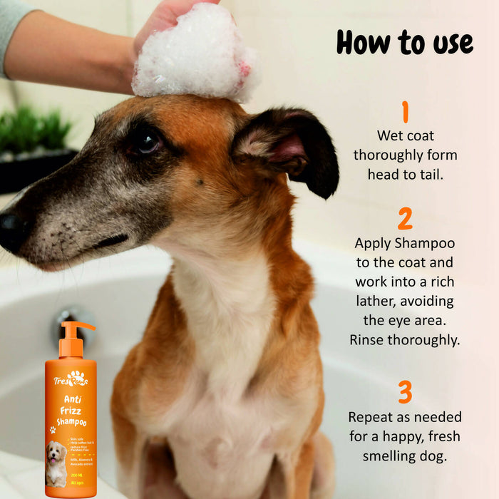 Trespaws Anti Frizz Dog Shampoo Allergy Relief, Anti-dandruff, Anti-fungal, Flea and Tick, Shampoo for Dogs, Dog & Cats Shampoo - 200ML Pack Of 1