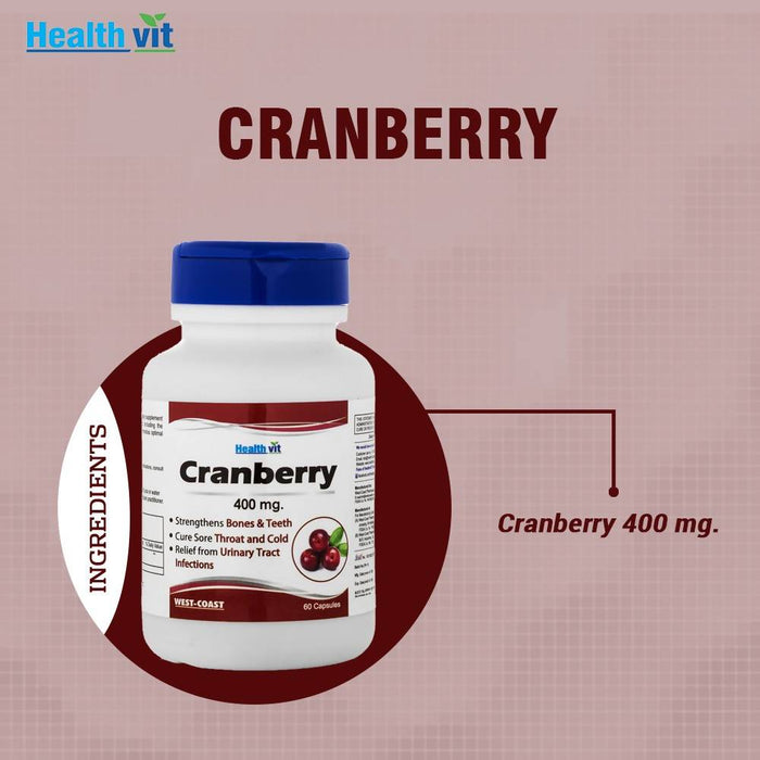 Healthvit Cranberry Extract 400 mg, 60 Capsules For Fat Loss & Women Care - Local Option