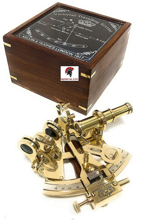 Medieval Epic Kelvin & Hughes London Brass Sextant With Box Nautical Maritime Instrument Authentic Gift