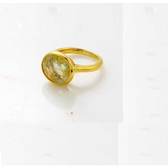 Jaipur Gems Jaipur Gems Natural Certified Yellow Sapphire (Pukhraj) ADJUSTABLE Panchdhatu Ring 10.25 Ratti for Men & Boys Alloy Sapphire Gold Plated Ring