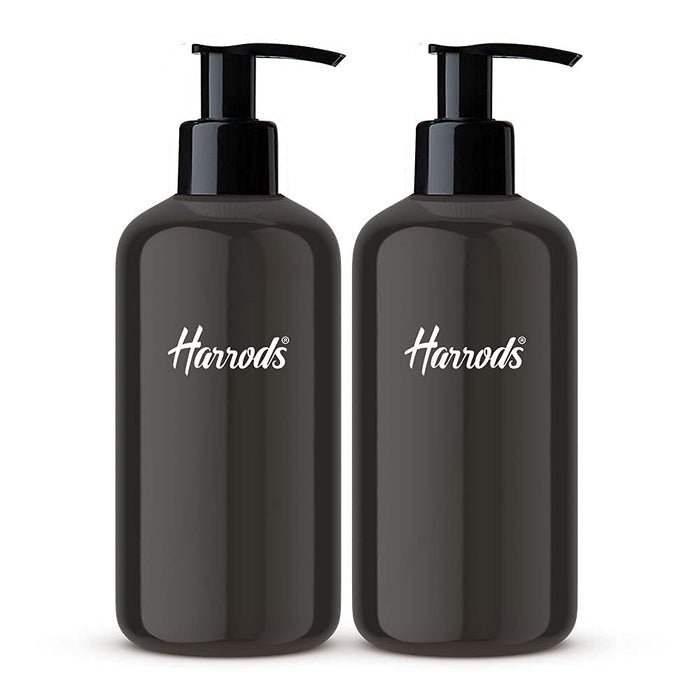 HARRODS Empty Plastic Black Pump Bottles, Soap Dispenser, Durable Refillable Containers for Liquid Soap, Shampoo, oils 300ml (2Pcs)