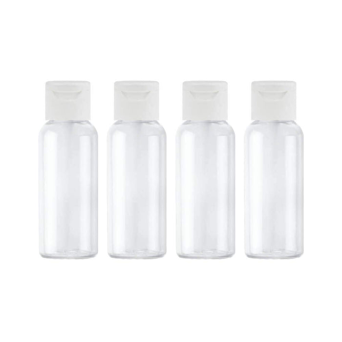 HARRODSTravel Bottles, 50ml Empty Clear Plastic Bottles 4Pcs Refillable Travel Size Cosmetic Containers Small Leak Proof Squeeze Bottles with Flip Cap for Toiletries,Shampoo