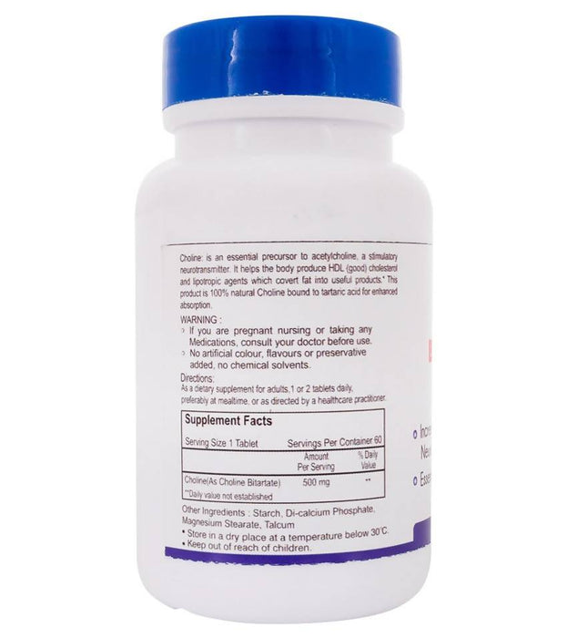 Healthvit Choline Bitartrate 500 Mg 60 Tablets - Local Option