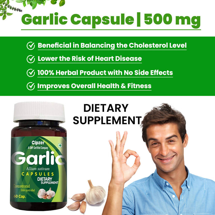 CIPZER Garlic Capsule | High Blood Pressure & Improves Cholesterol Level 60 Capsule