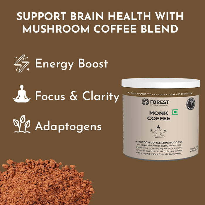 Monk Coffee Instant Coffee Powder with Adaptogenic Herbs and Superfoods (150g)