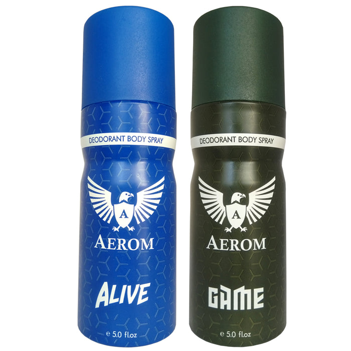 Aerom Premium Alive and Game Deodorant Body Spray For Men, 300 ml (Pack of 2)