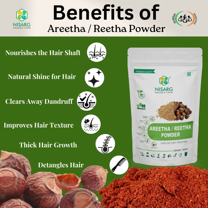 Organic Aretha/ Reetha/ Soapnut Powder 500g