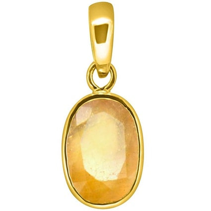 Gems Jewels Online 5.25 Ratti Yellow Sapphire Gold-plated Sapphire Stone Pendant
