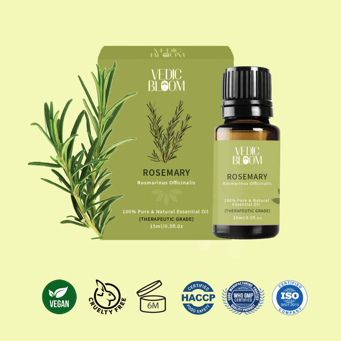 Vedic Bloom Rosemary Essential Oil 15 ml for healthy hair & scalp and aromatherapy
