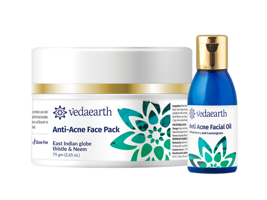 Anti-Acne Face Pack, Neem & East Indian Globe Thistle, Anti-bacterial for Oily & Acne prone skin - Local Option