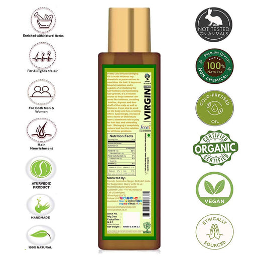 Pramsh Cold Pressed Organic Virgin Bhringraj Oil 50ml Hair Oil Pack Of 2 (100ml) - Local Option