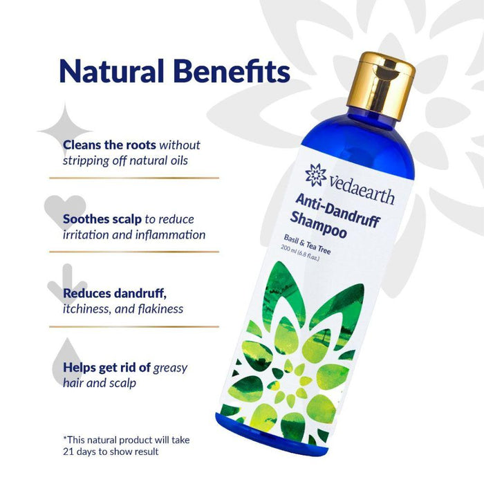 Anti-Dandruff Shampoo with Basil & Tea Tree, Natural Sulphate-free formula for dandruff, flakes - Local Option