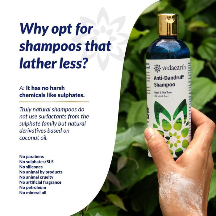 Anti-Dandruff Shampoo with Basil & Tea Tree, Natural Sulphate-free formula for dandruff, flakes - Local Option