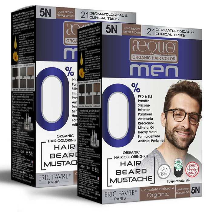 Aequo Organic Hair Color for Men,170 ML(pack of 2)| Natural Colouring Solution for Hair, Beard & Mustache | Silicon, Ammonia & Paraffin Free