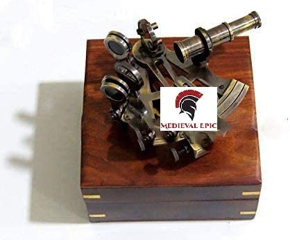 Kelvin & Hughes Replica Antiqued Brass Sextant W/Box