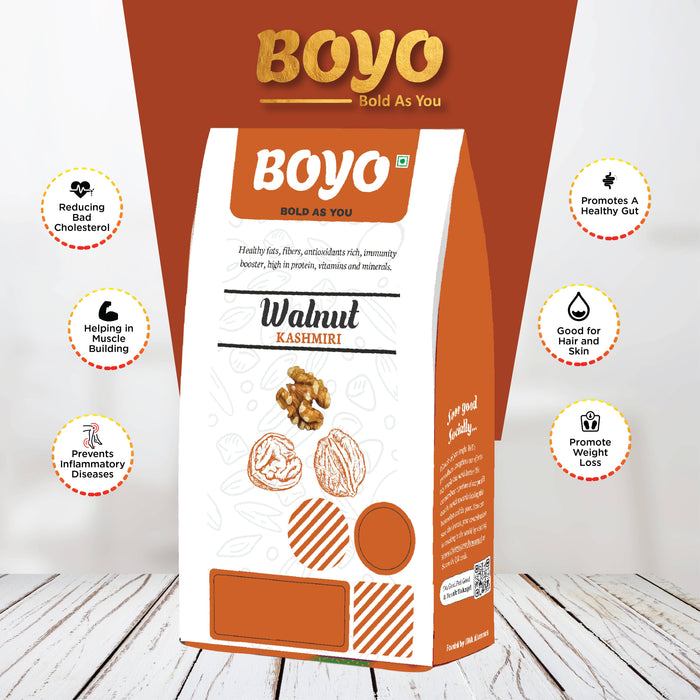 BOYO 100% Natural Kashmiri Walnut Kernels 200 gm Without Shell for Morning Consumption Dry Fruit/