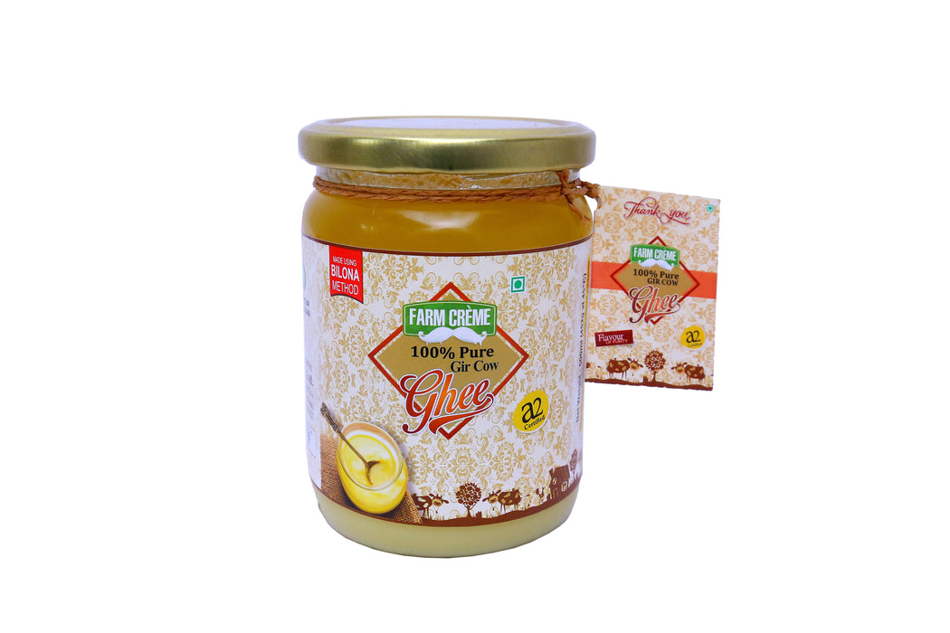 Farm Creme - A2 Desi Gir Cow Ghee - 100% Pure and Organic - Diet friendly - Made byTraditional Bilona Method