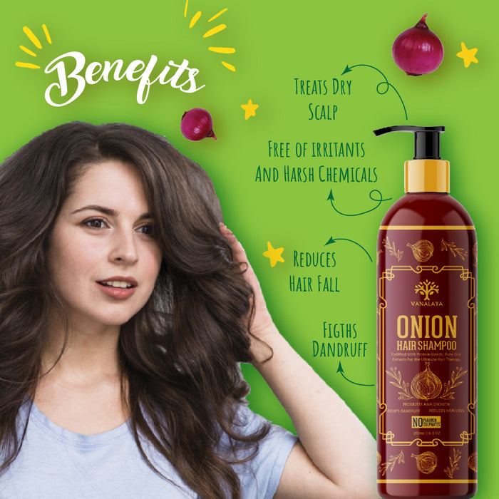 Vanalaya Onion hair shampoo for Hair fall control and Dandruff control - No parabens and Suplate 200ml