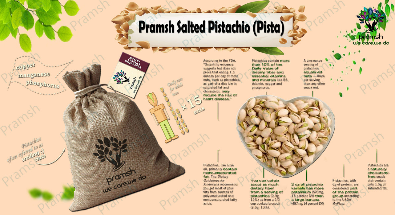 Pramsh Luxurious Quality California Pistachio | Pista (Extra Large Lightly Salted) Pistachios - Local Option