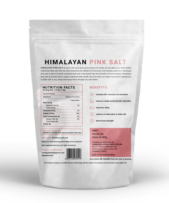 Vanalaya Himalayan Pink Salt Non Iodised for Weight Loss & Healthy Cooking-500g