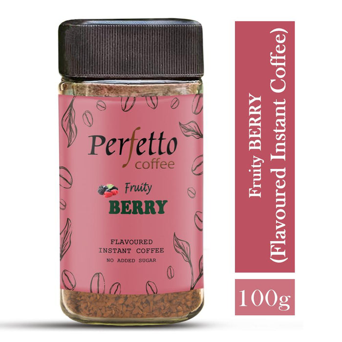 PERFETTO BERRY FLAVOURED INSTANT COFFEE 100G JAR - Local Option