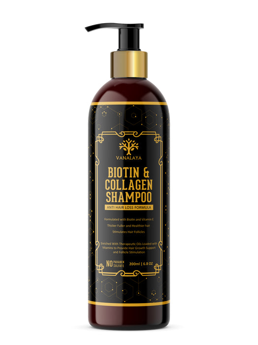 Vanalaya Biotin & Collagen Shampoo With DHT Blockers - Volumising Biotin Shampoo for Men and Women (200ml)