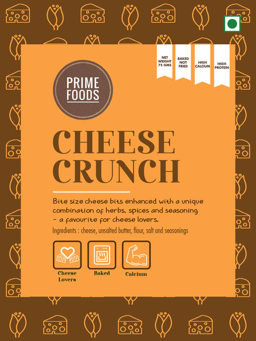 Prime Foods Cheese Crunch | Baked | Jain | High Protein Snack | 75 Grams Each