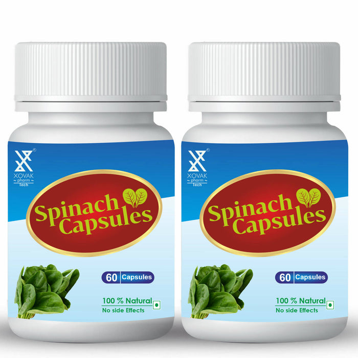 Xovak Organic Spinach Capsules A superfood, Boosts Immunity, Supports Eye, Skin, Bone and Heart Health, Helps Weight Loss,